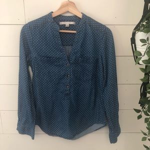 LC Lauren Conrad Polka-Dot Denim Shirt - sz small